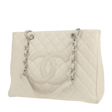 Bolso de mano Chanel  Shopping GST en cuero acolchado blanco
