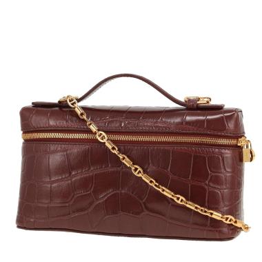 Bolso bandolera Loro Piana «Extra Pocket L19» en piel de cocodrilo Bordeaux