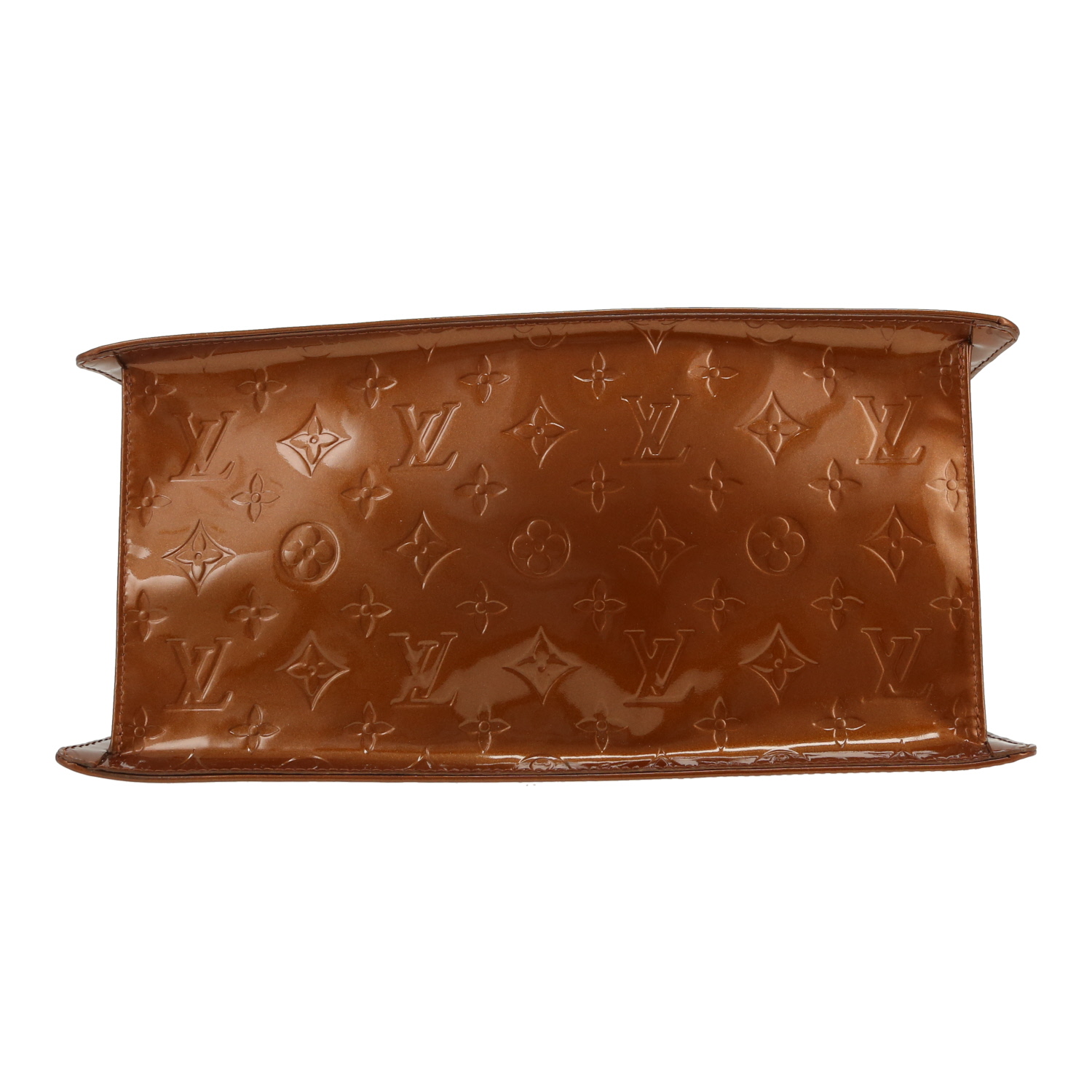 Louis Vuitton  Forsyth handbag  in golden brown monogram patent leather  and natural leather - Detail D1