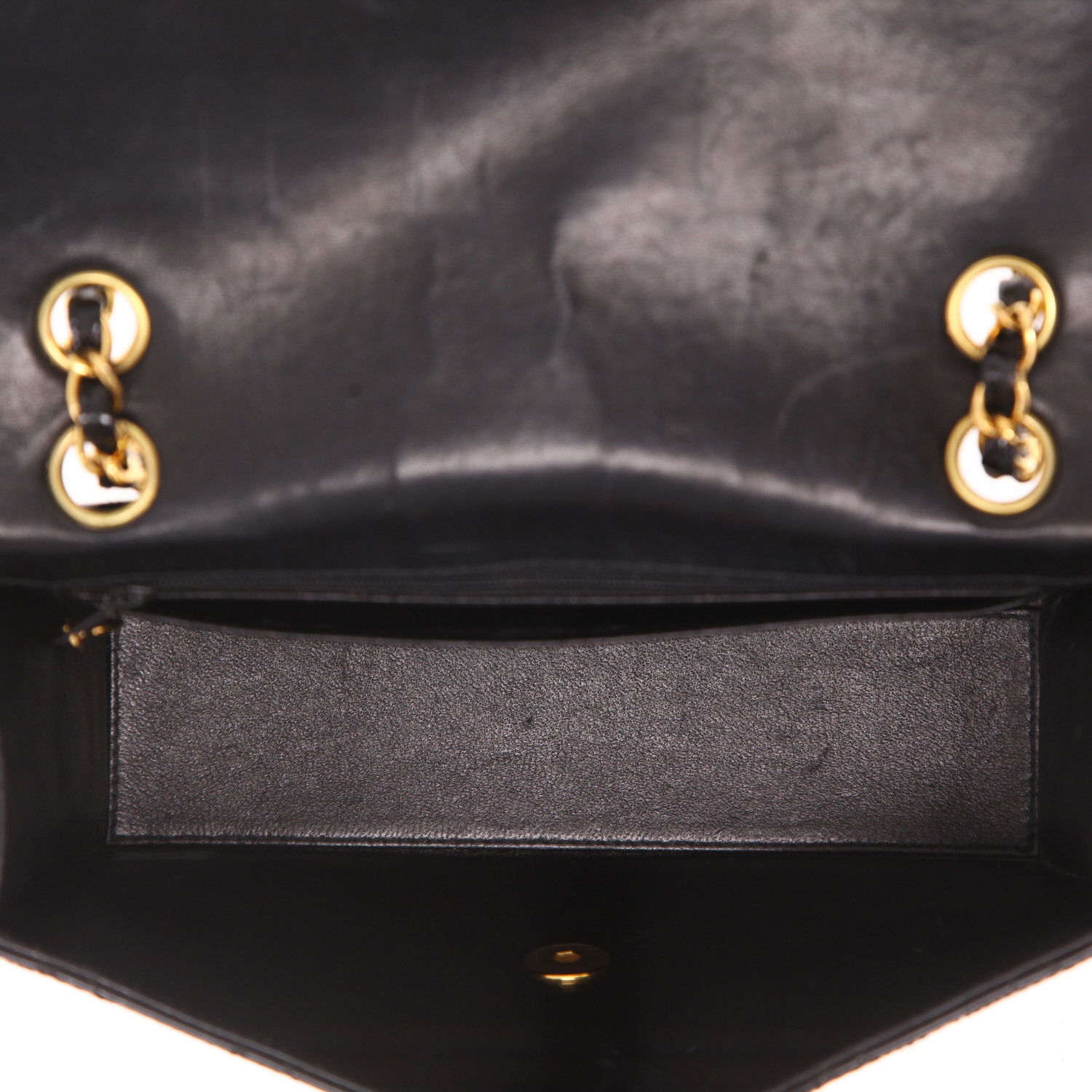 Borsa Chanel  Timeless Petit in pelle verniciata e foderata nera - Detail D3