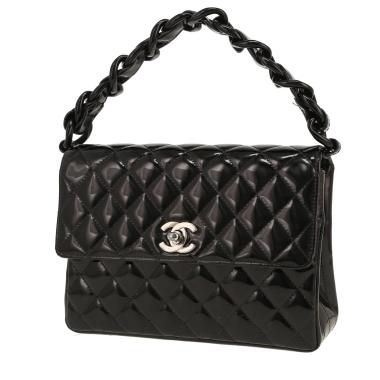 Chanel   handbag  in black patent quilted leather