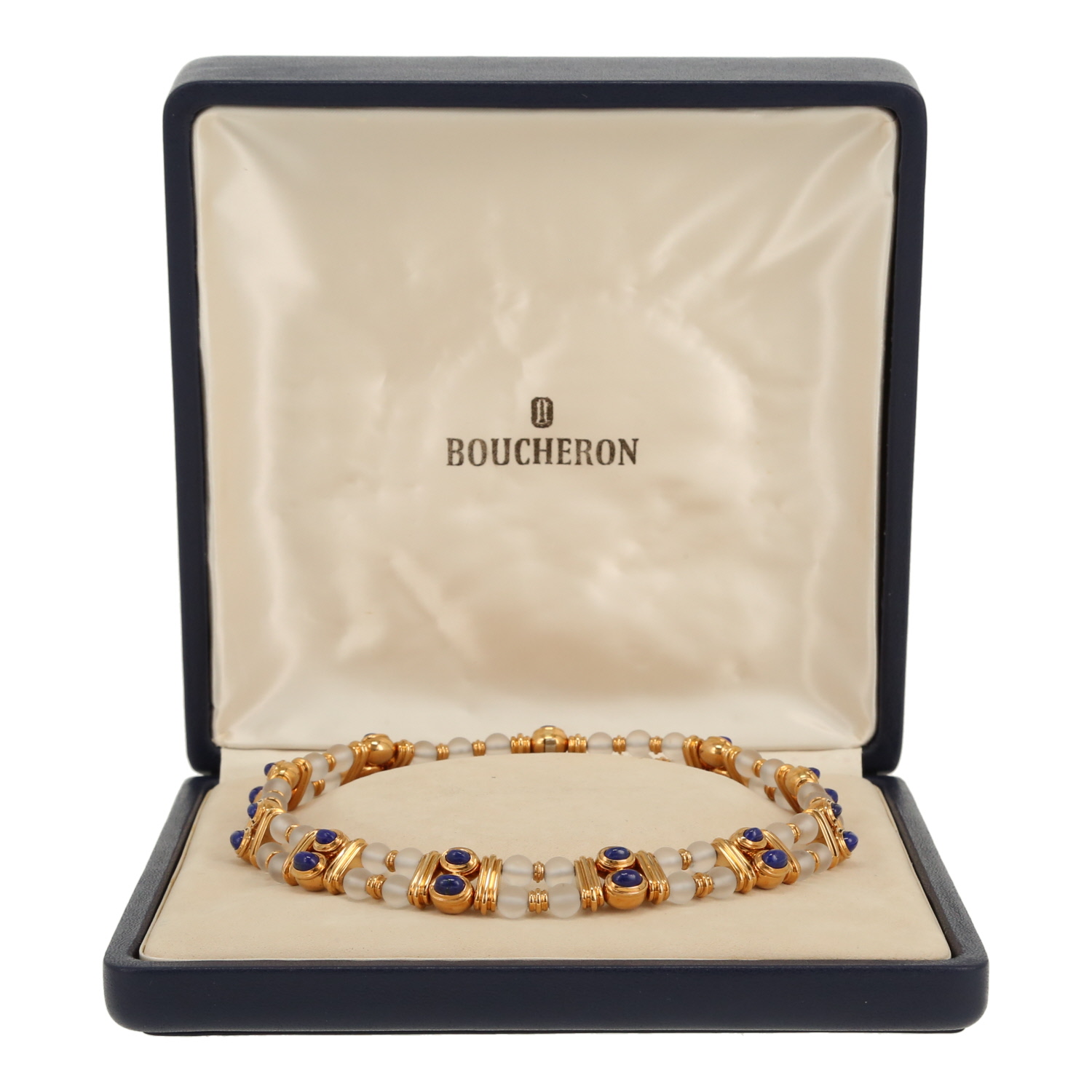 Boucheron   1980's necklace in yellow gold, rock crystal and lapis-lazuli - Detail D2