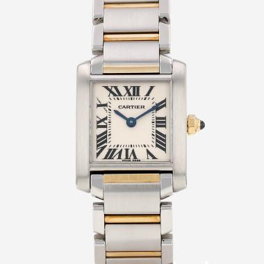 Montre Cartier Tank Française petit modèle  en or et acier Ref: Cartier - 2384  Vers 2000