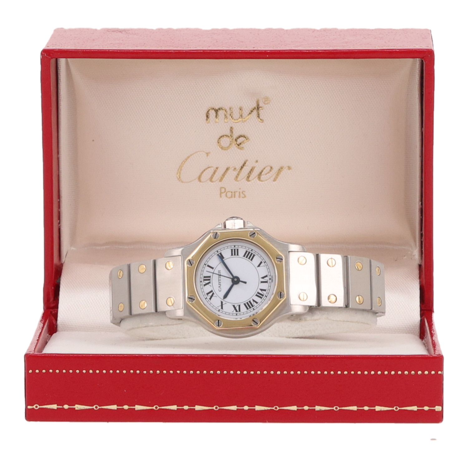 Montre Cartier Santos Octogonale en or et acier Ref: Cartier - 0907  Vers 1990