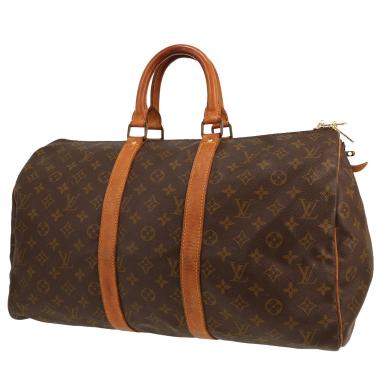 Borsa da viaggio Louis Vuitton  Keepall 45 in tela monogram marrone e pelle naturale