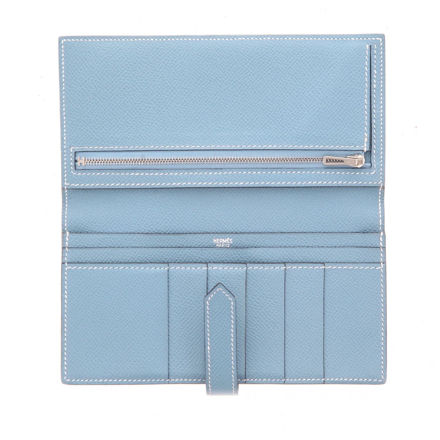 Portefeuille Hermès  Dogon en cuir epsom bleu-jean - Detail D3