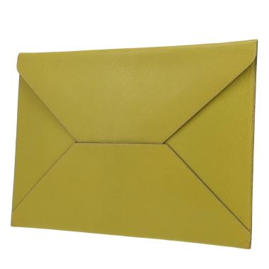 Hermès  Enveloppe large model  pouch  in anise green Mysore leather