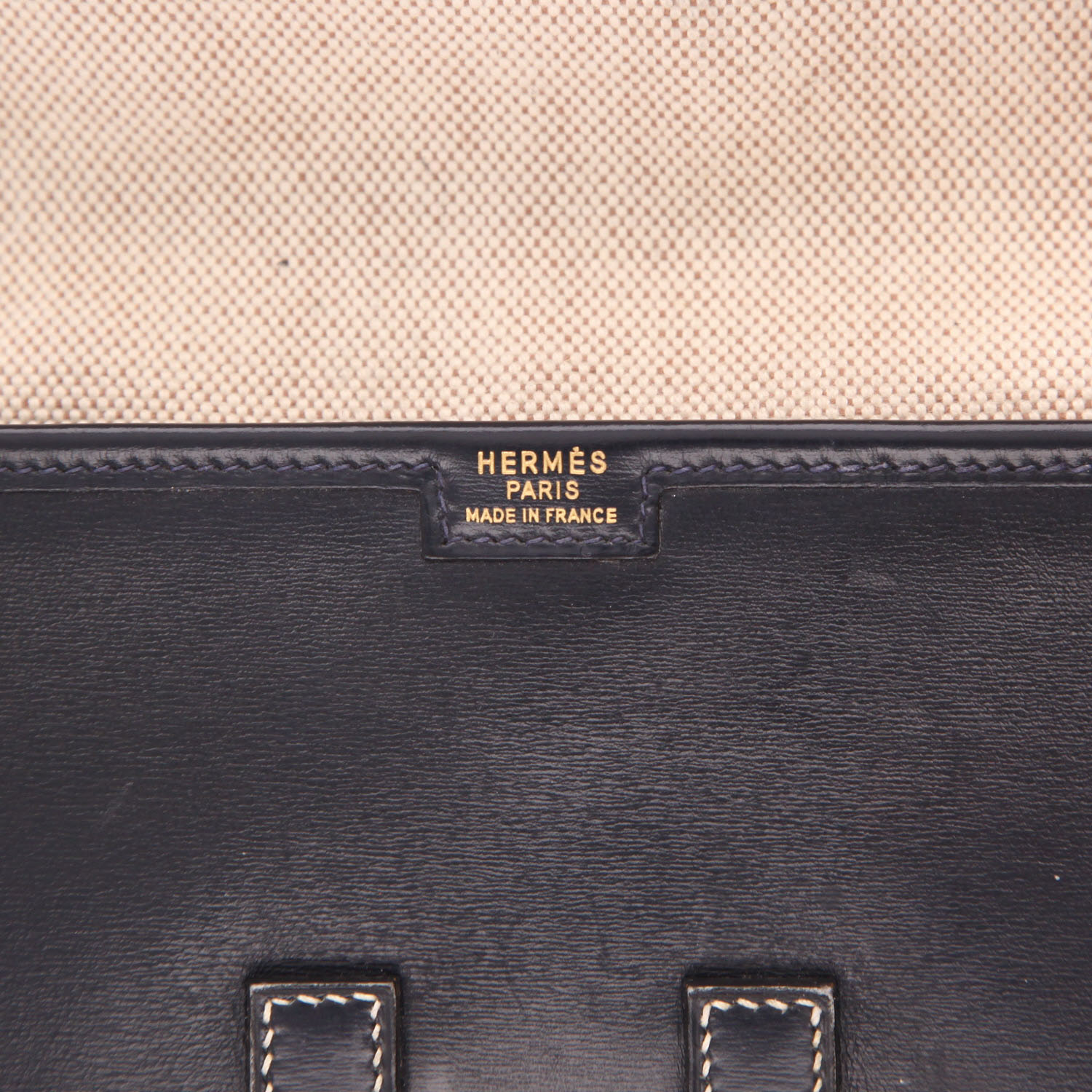 Pochette Hermès  Jige in pelle box blu marino - Detail D2