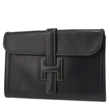 Pochette Hermès  Jige in pelle box blu marino