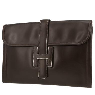 Hermès  Jige pouch  in brown box leather