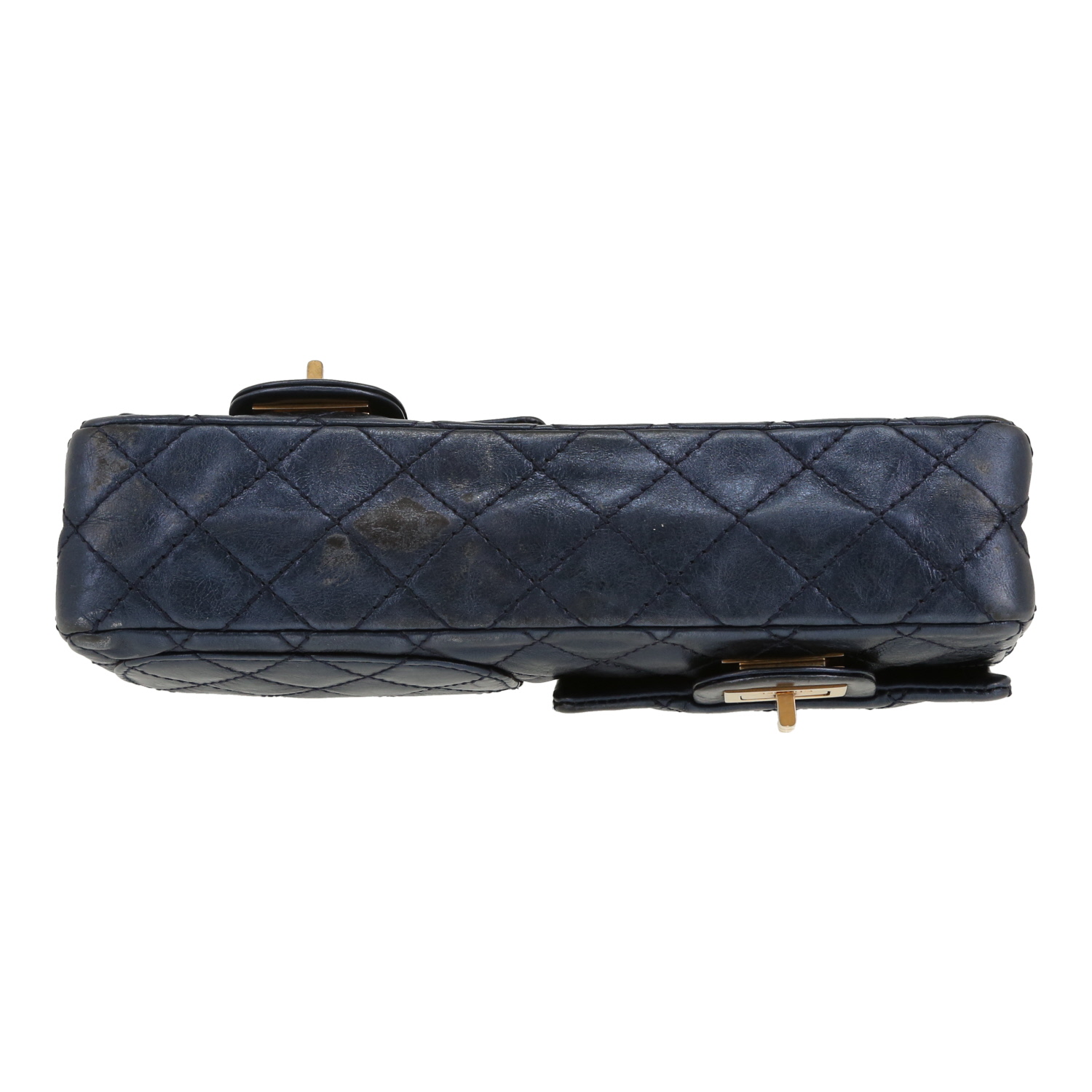 Borsa a spalla Chanel  Chanel 2.55 Baguette in pelle trapuntata blu - Detail D1