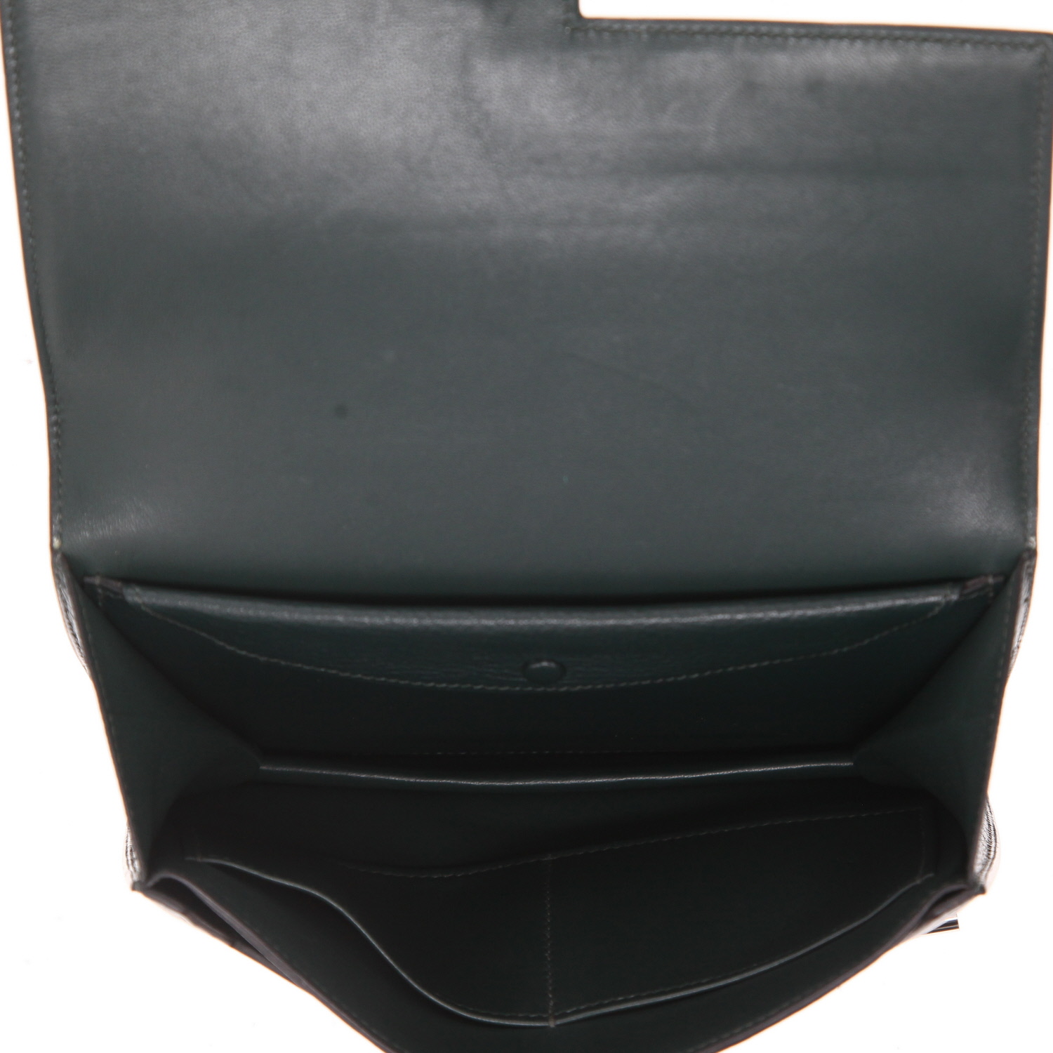 Pochette Hermès  Verrou en cuir Mysore vert - Detail D3