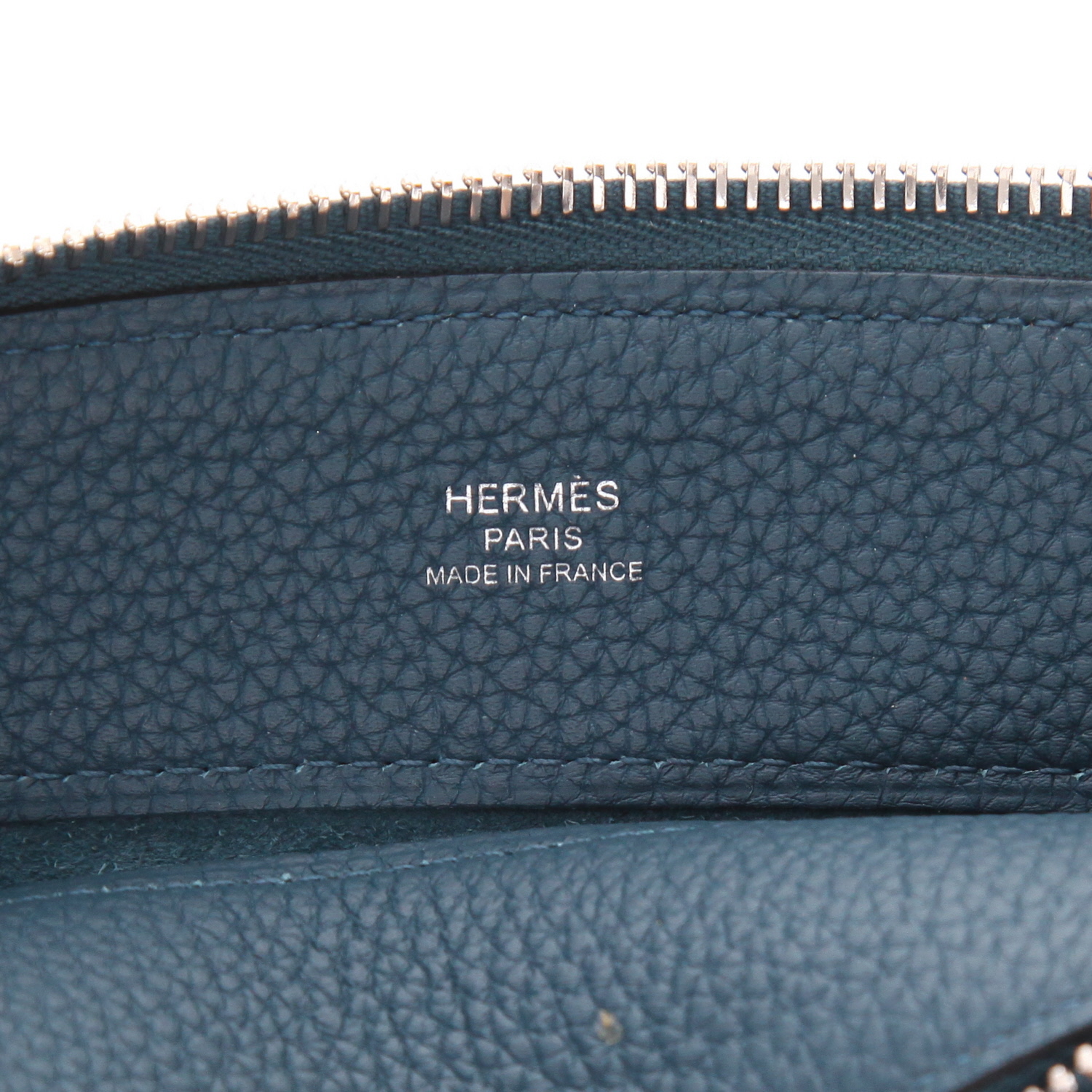 Pochette Hermès   en cuir togo Bleu Océan - Detail D2