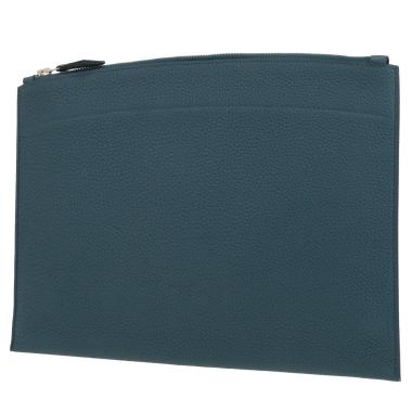 Pochette Hermès   en cuir togo Bleu Océan