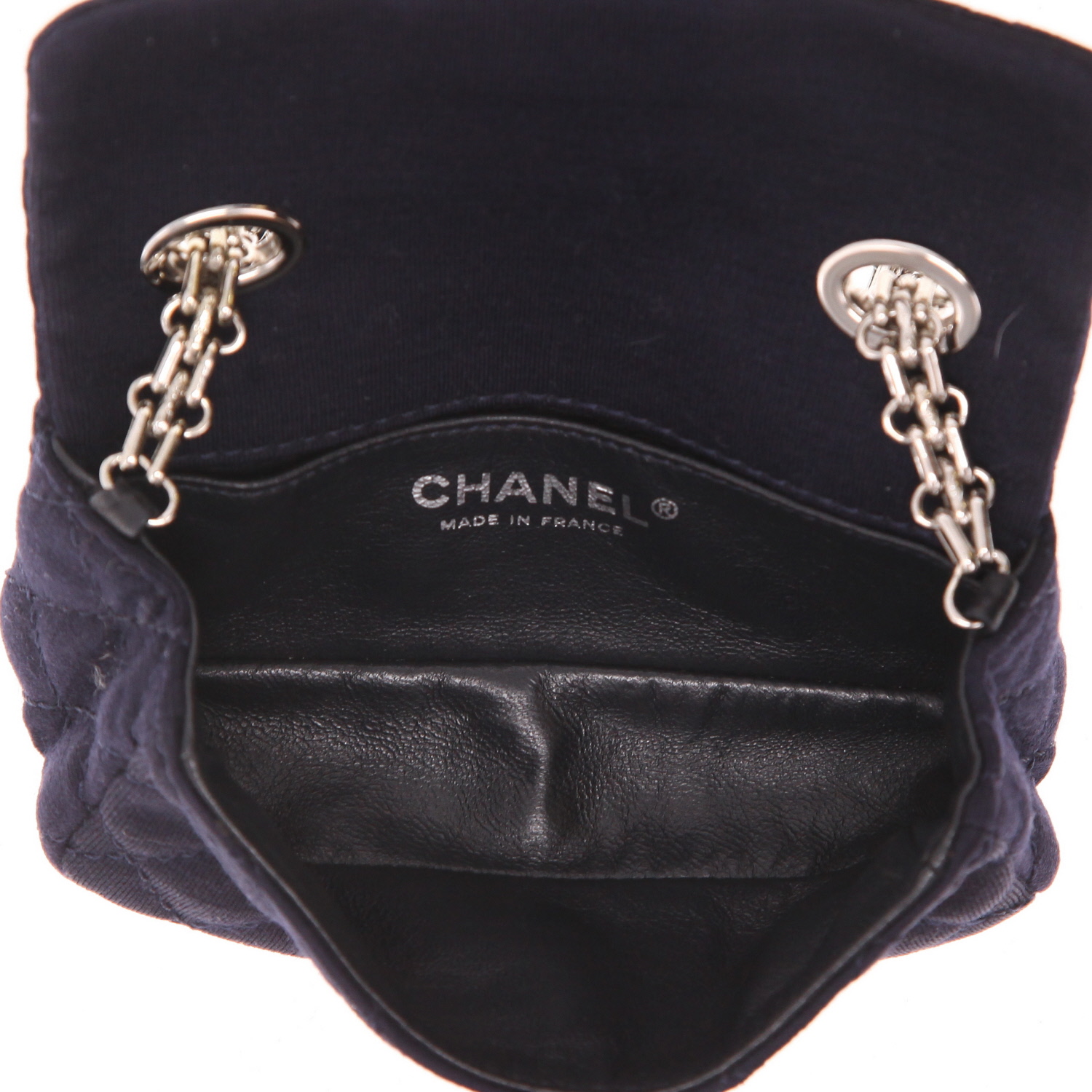 Chanel  2.55 mini  shoulder bag  in navy blue jersey canvas - Detail D3