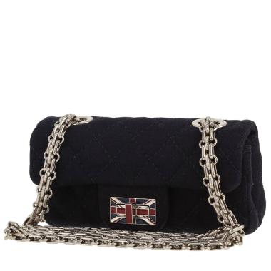 Chanel  2.55 mini  shoulder bag  in navy blue jersey canvas