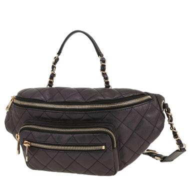 Bolsito-cinturón Chanel   en cuero acolchado negro