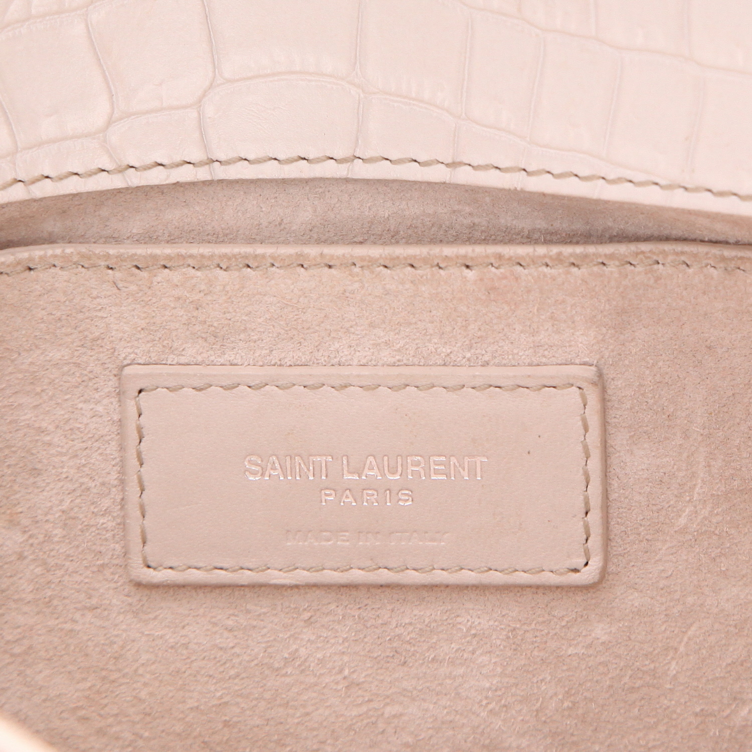 Saint Laurent  Sunset medium model  shoulder bag  in white leather - Detail D2