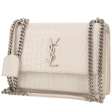 Borsa a tracolla Saint Laurent  Sunset modello medio  in pelle bianca