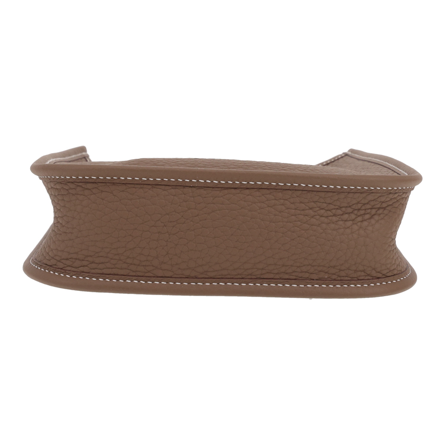 Bolso bandolera Hermès  Mini Evelyne en cuero taurillon clémence marrón etoupe - Detail D1