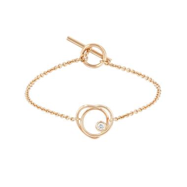 Brazalete Hermès Vertige Cœur modelo pequeño de oro rosa y diamante