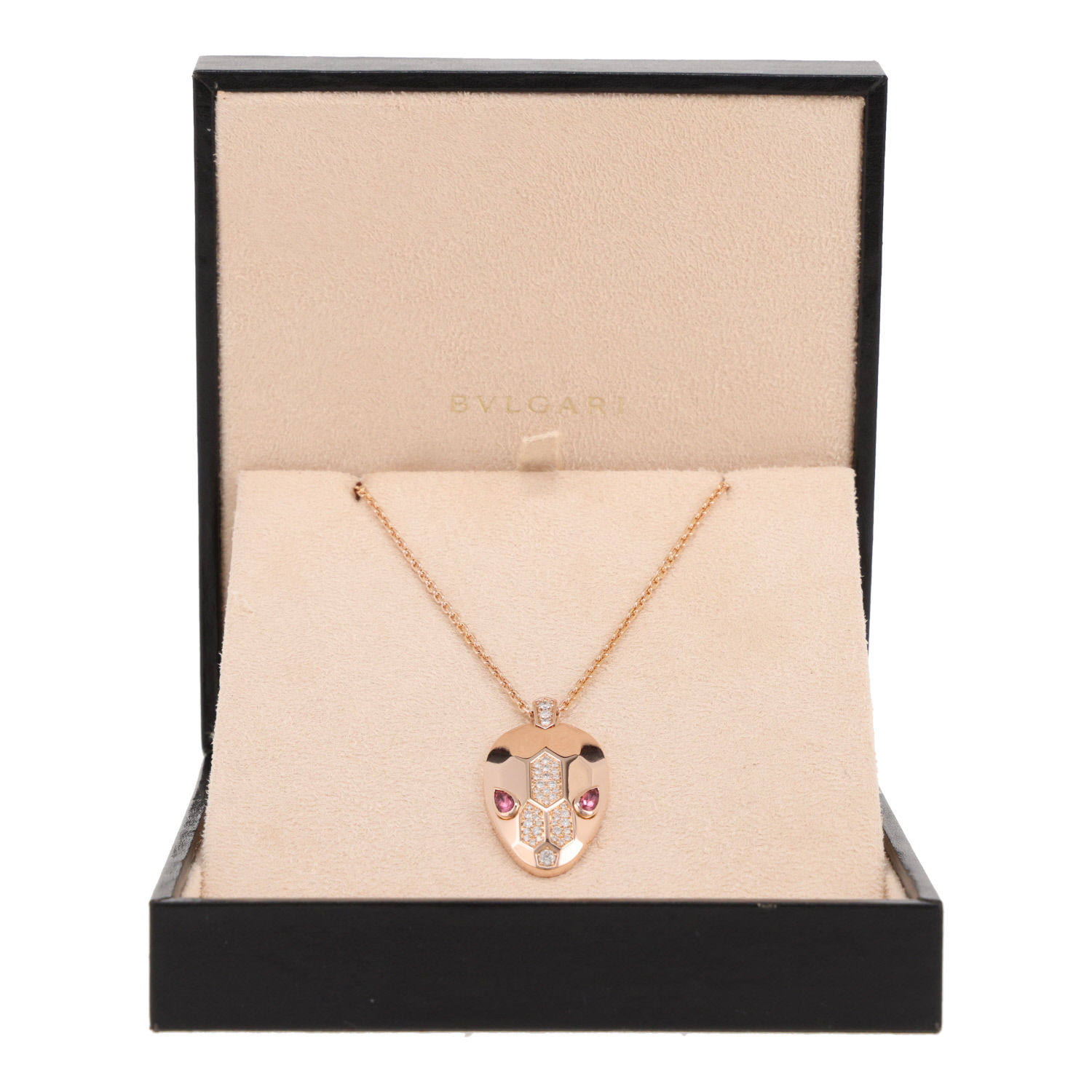 Collier Bulgari Serpenti Seduttori en or rose, tourmaline et diamants - Detail D2