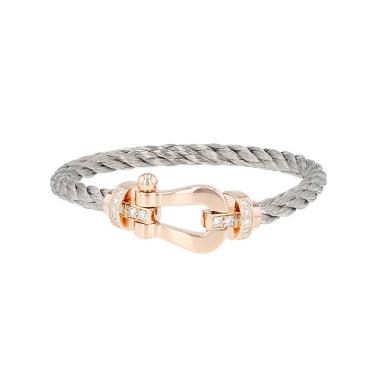 Bracciale Fred Force 10 modello grande in oro rosa e diamanti