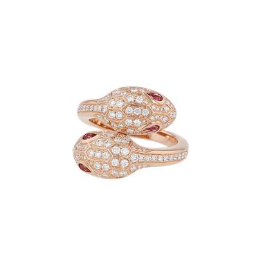 Anello Bulgari Serpenti Seduttori in oro rosa, rubellite e diamanti