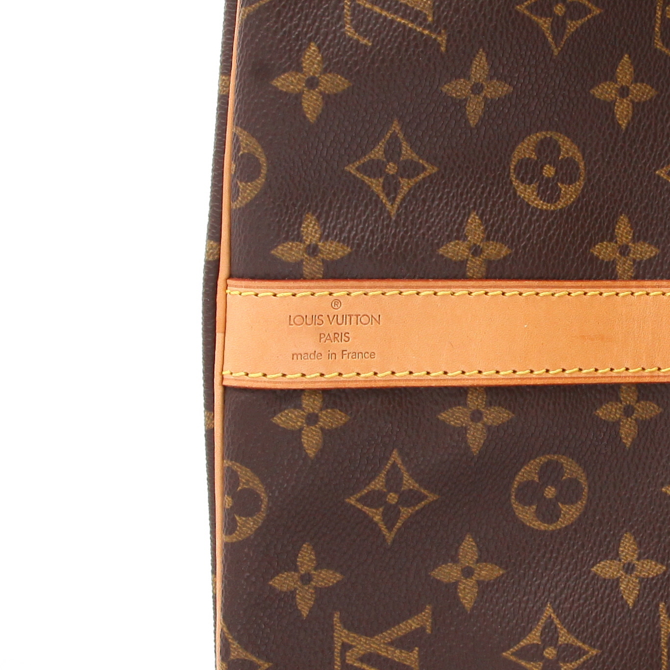 Louis Vuitton Keepall 60 travel bag in brown Monogram canvas and natural leather - Detail D2