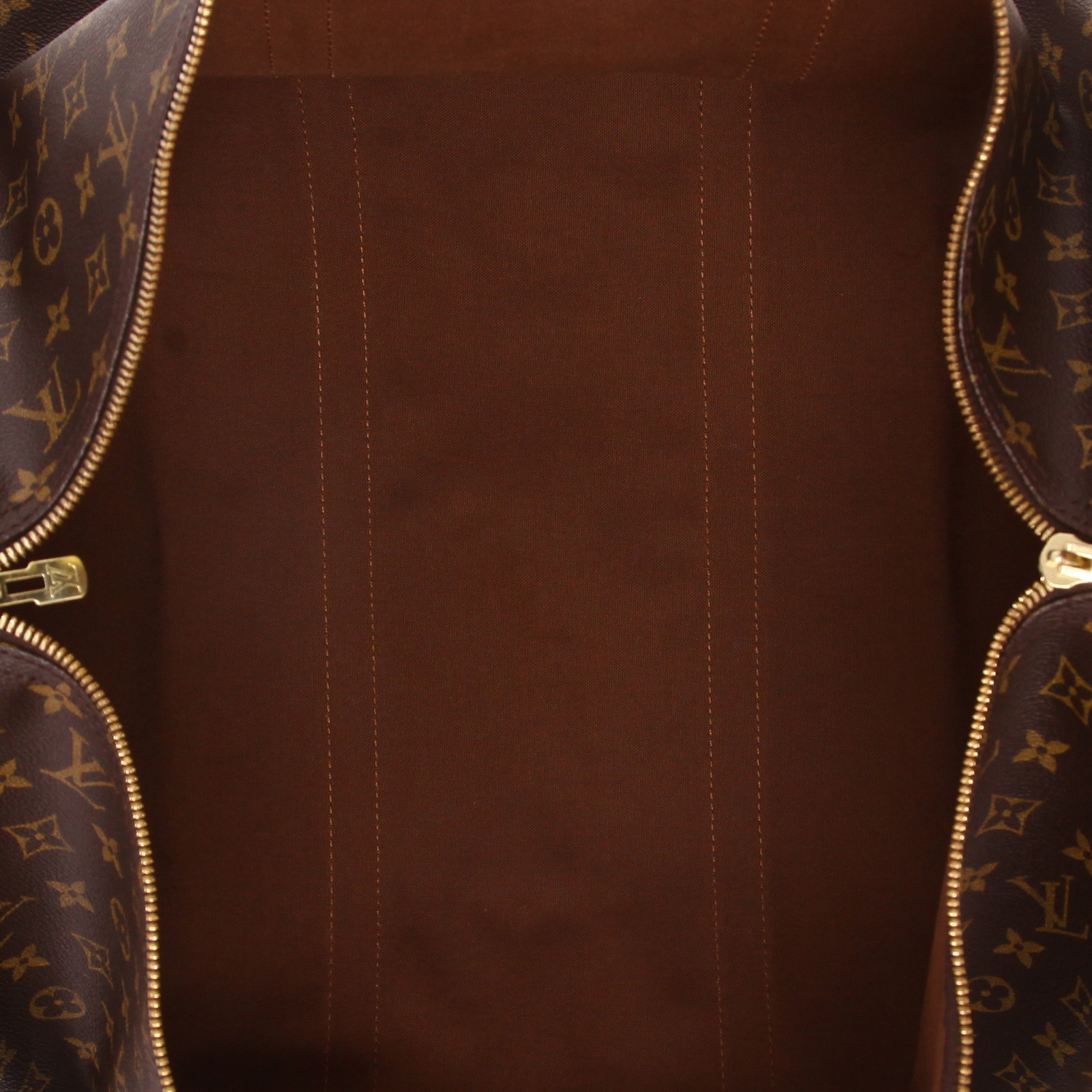 Sac de voyage Louis Vuitton  Keepall 60 en toile monogram marron et cuir naturel - Detail D3
