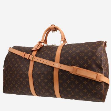 Louis Vuitton Keepall 60 travel bag in brown Monogram canvas and natural leather