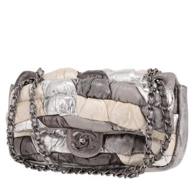 Chanel  Baguette handbag  in beige, grey and silver leather
