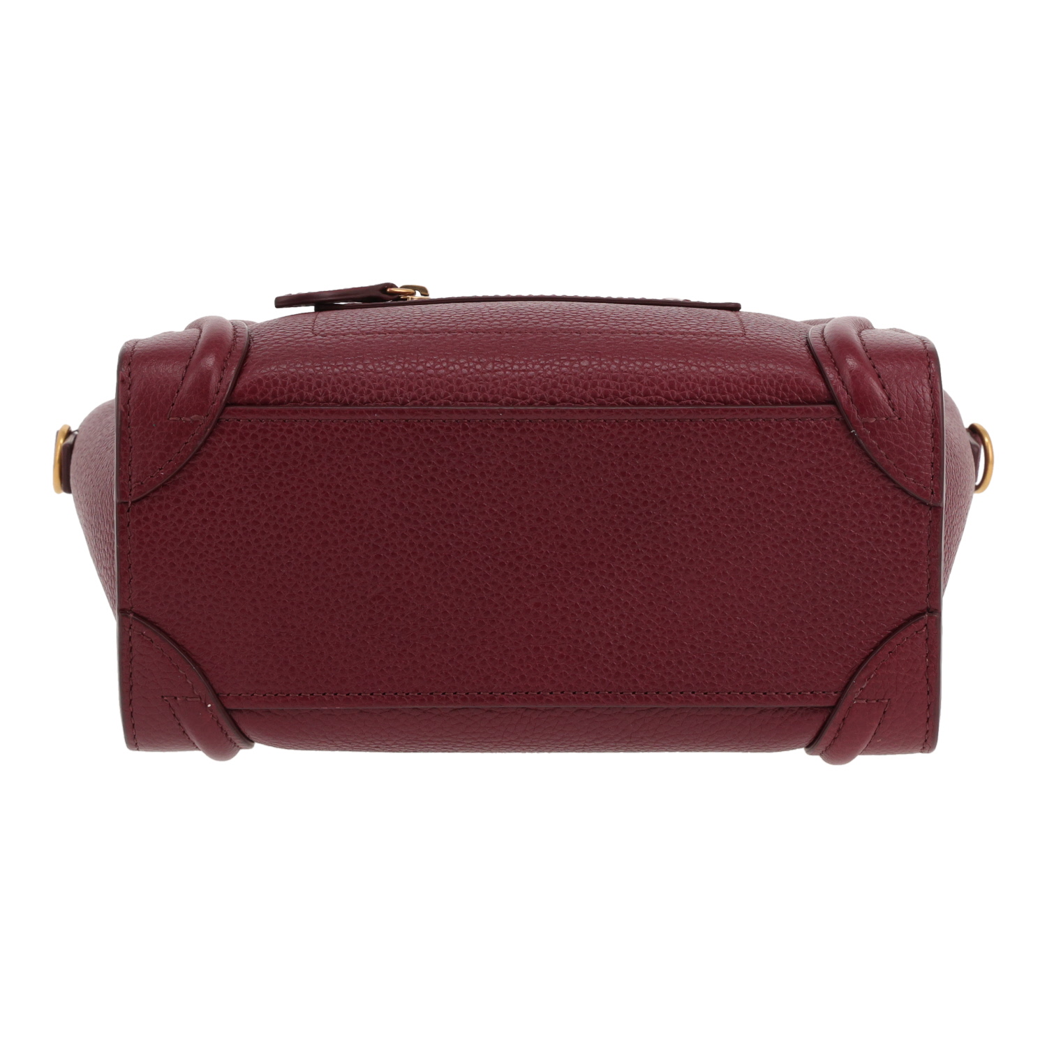 Sac bandoulière Celine  Luggage Nano en cuir grainé bordeaux - Detail D1