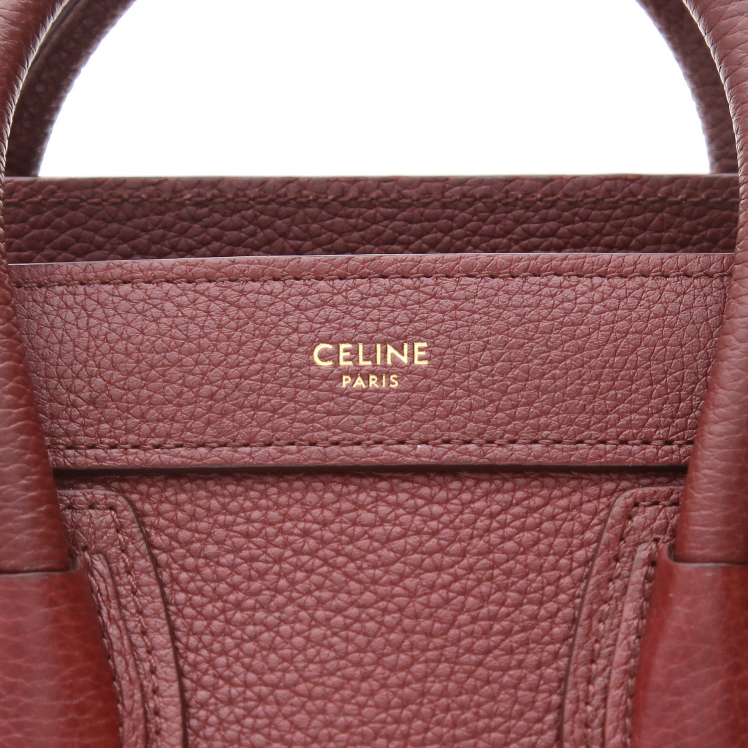 Borsa a tracolla Celine  Luggage Nano in pelle martellata bordeaux - Detail D2