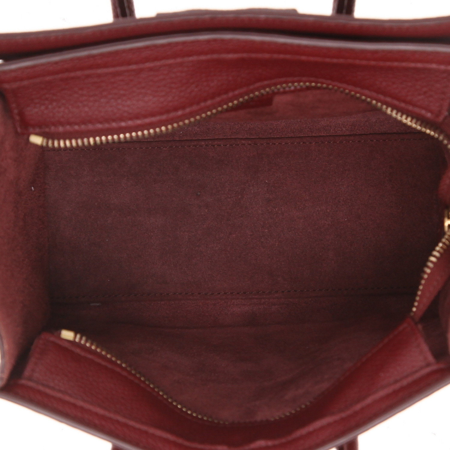 Borsa a tracolla Celine  Luggage Nano in pelle martellata bordeaux - Detail D3