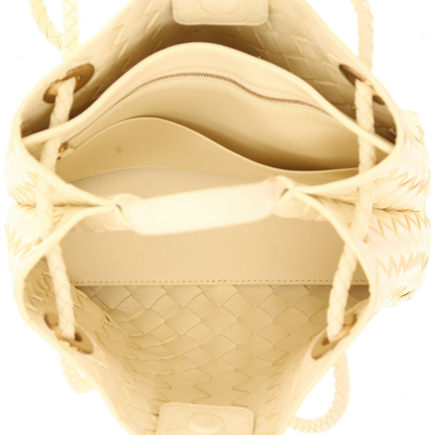 Sac bandoulière Bottega Veneta  Andiamo en cuir intrecciato jaune - Detail D3