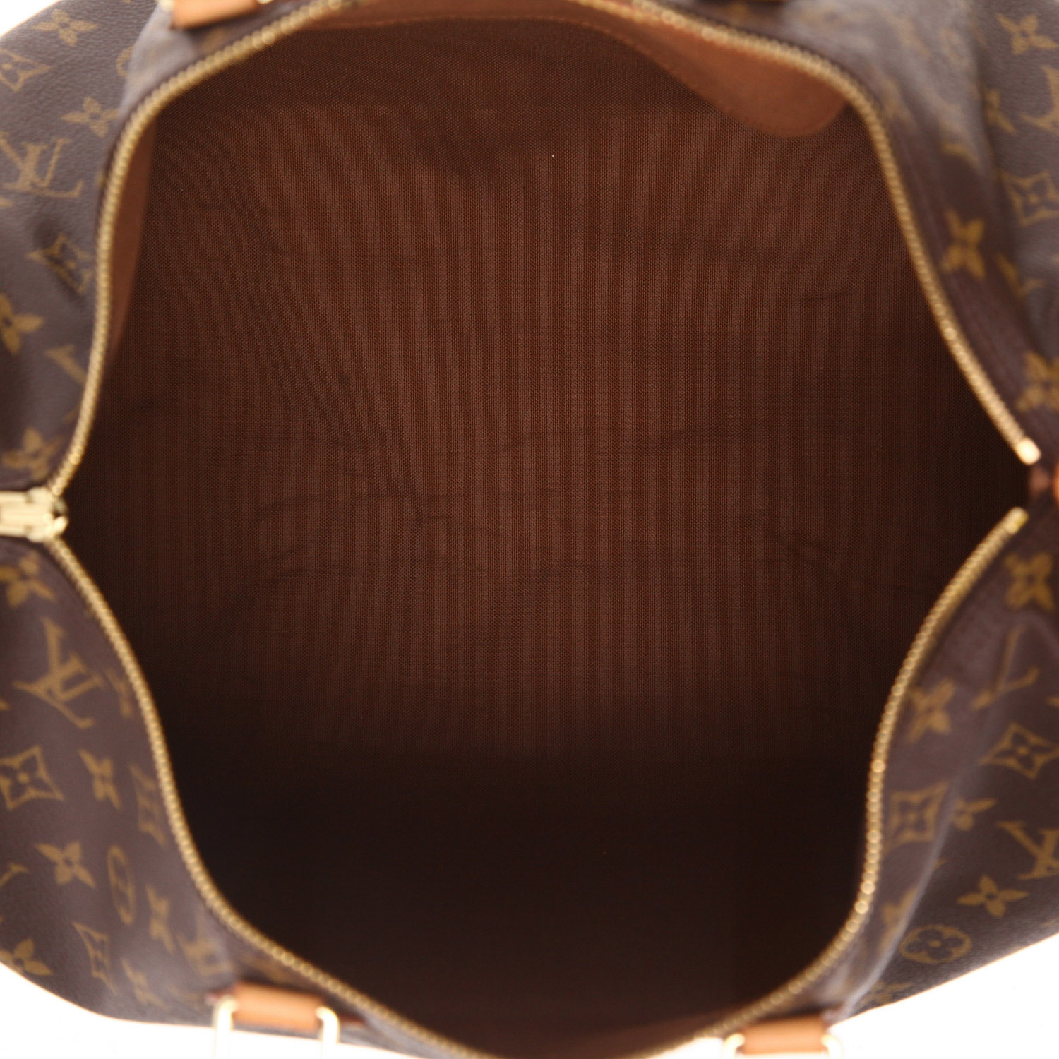 Bolso Louis Vuitton Speedy 40 de lona Monogram marrón y piel natural - Detail D3