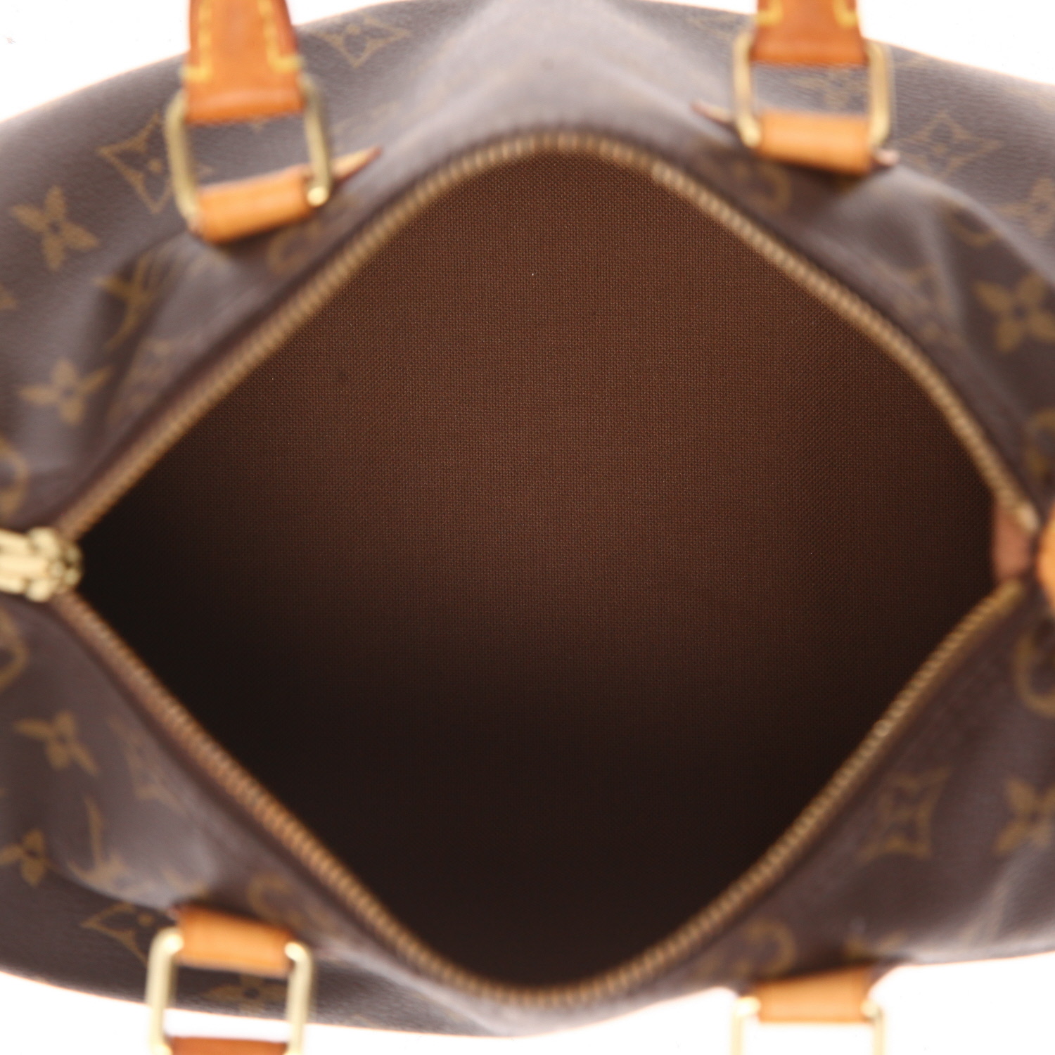 Sac à main Louis Vuitton  Speedy 25 en toile monogram marron et cuir naturel - Detail D3