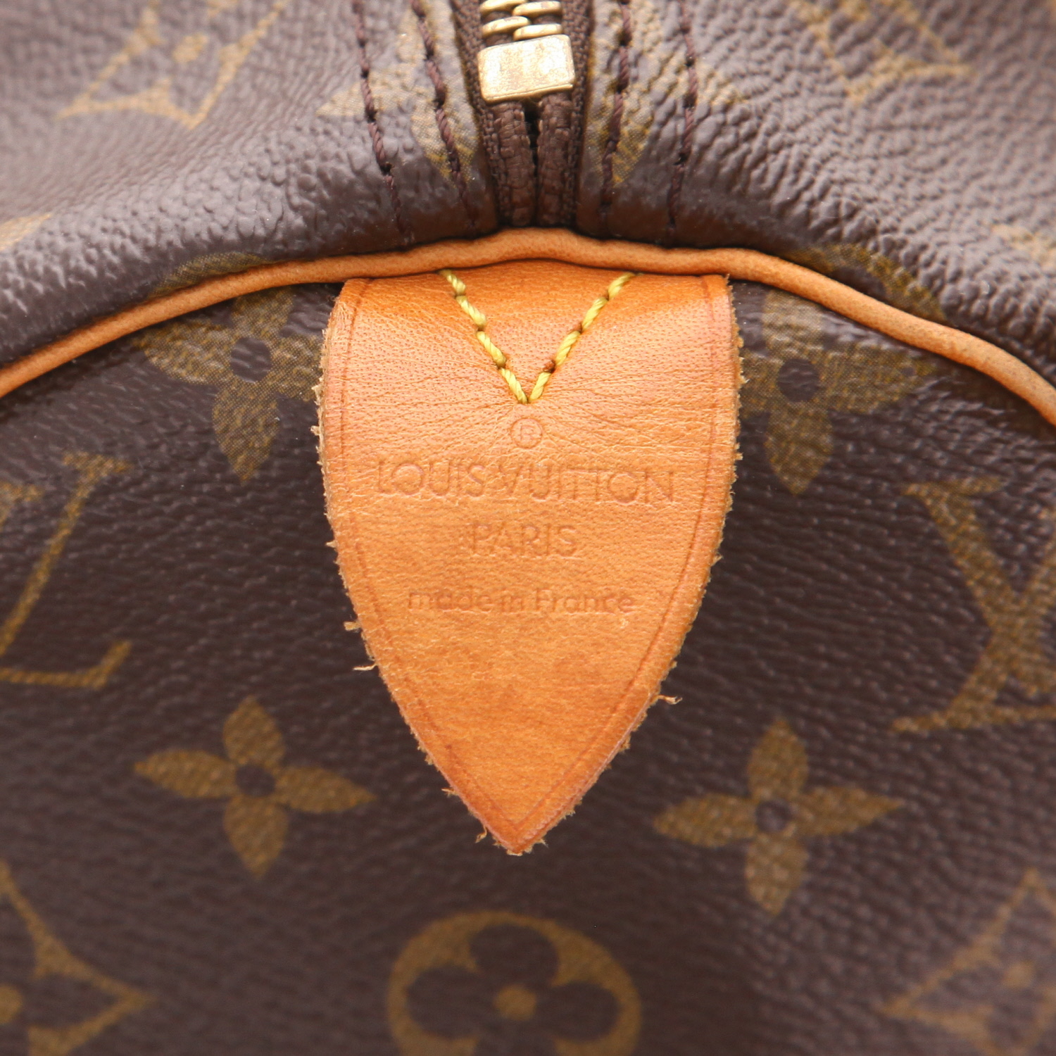 Sac à main Louis Vuitton  Speedy 30 en toile monogram marron et cuir naturel - Detail D2