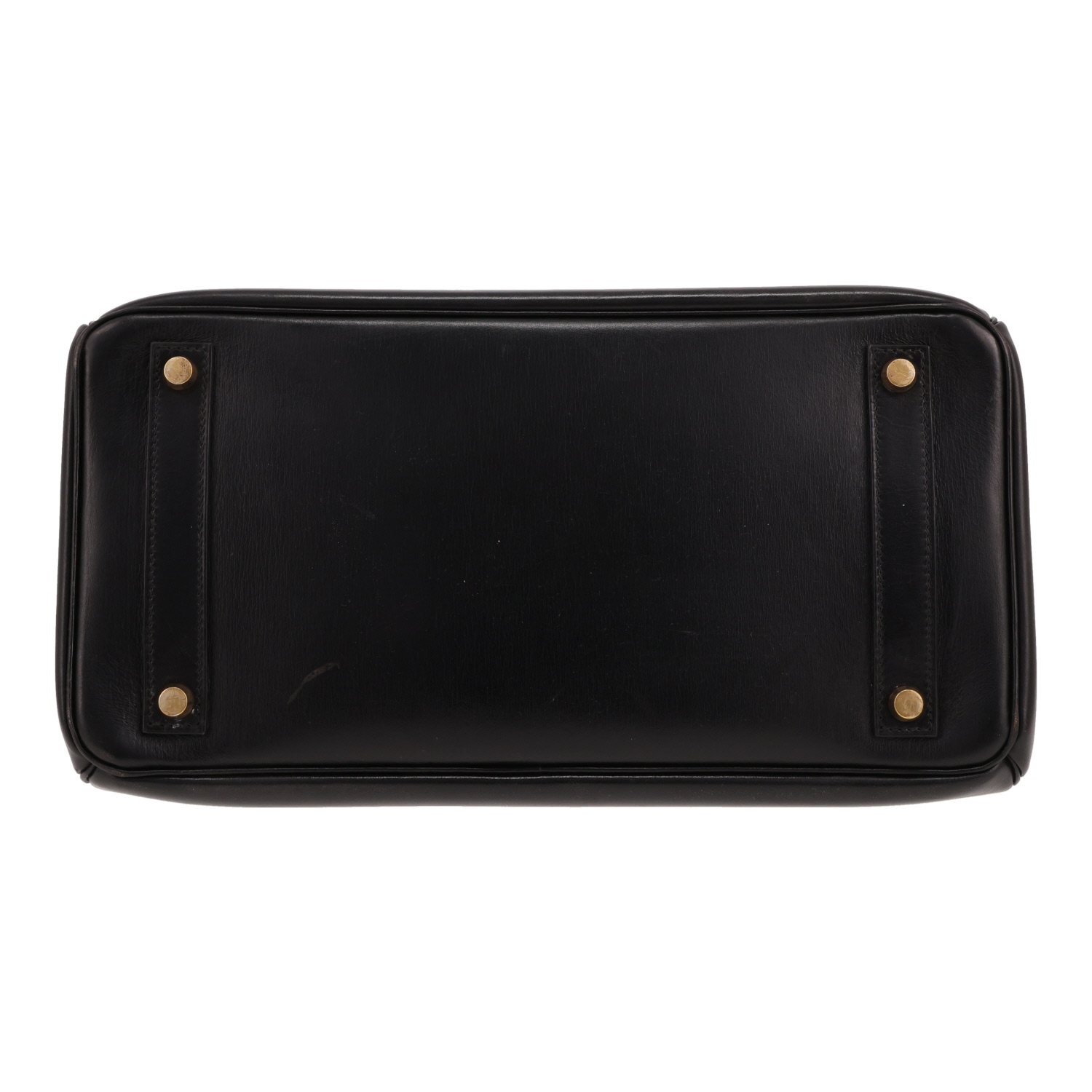 Bolso de mano Hermès «Haut à Courroies» de piel negra tipo «box» - Detail D1