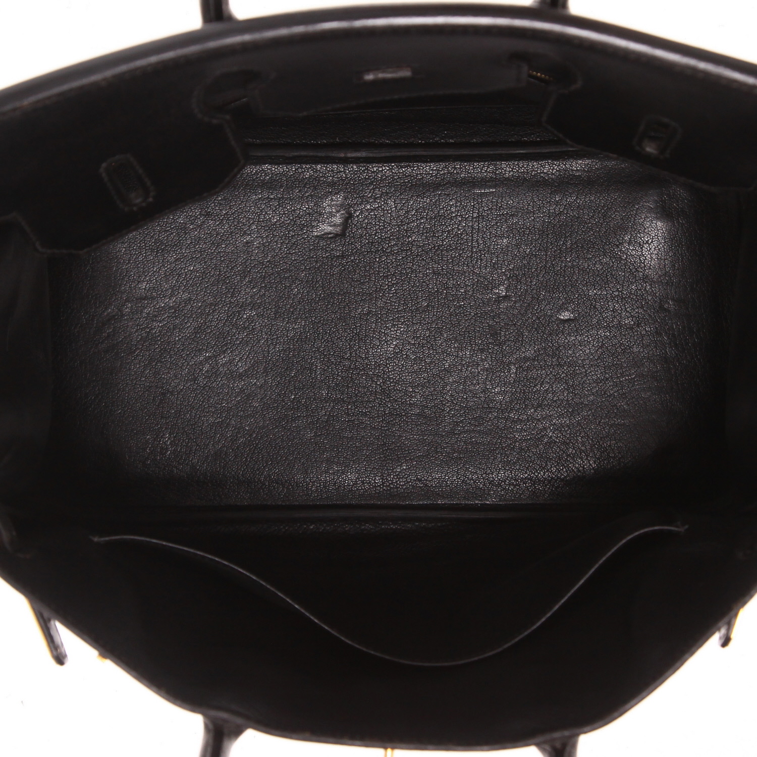 Bolso de mano Hermès «Haut à Courroies» de piel negra tipo «box» - Detail D3