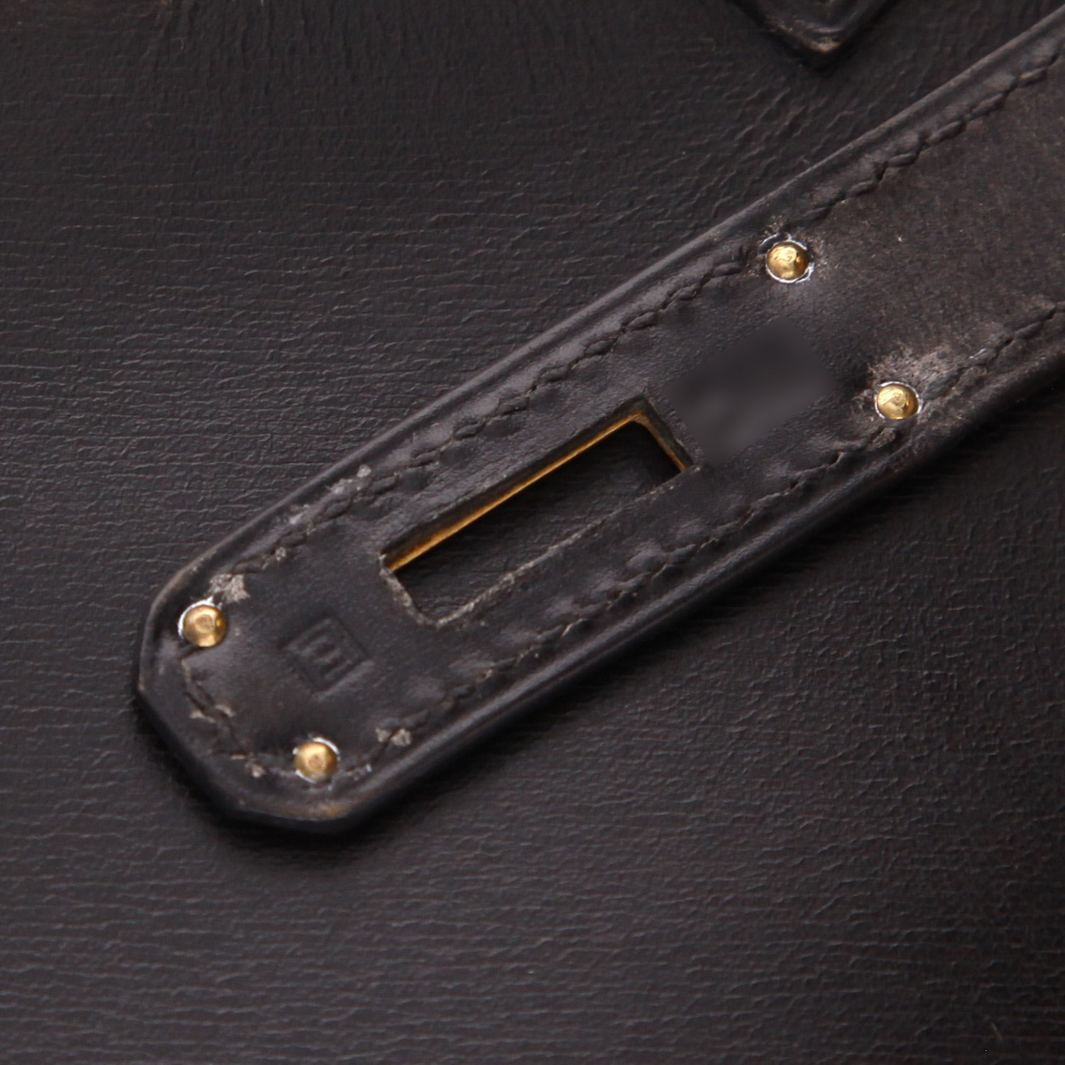 Sac de week end Hermès  Haut à Courroies en cuir box noir - Detail D4