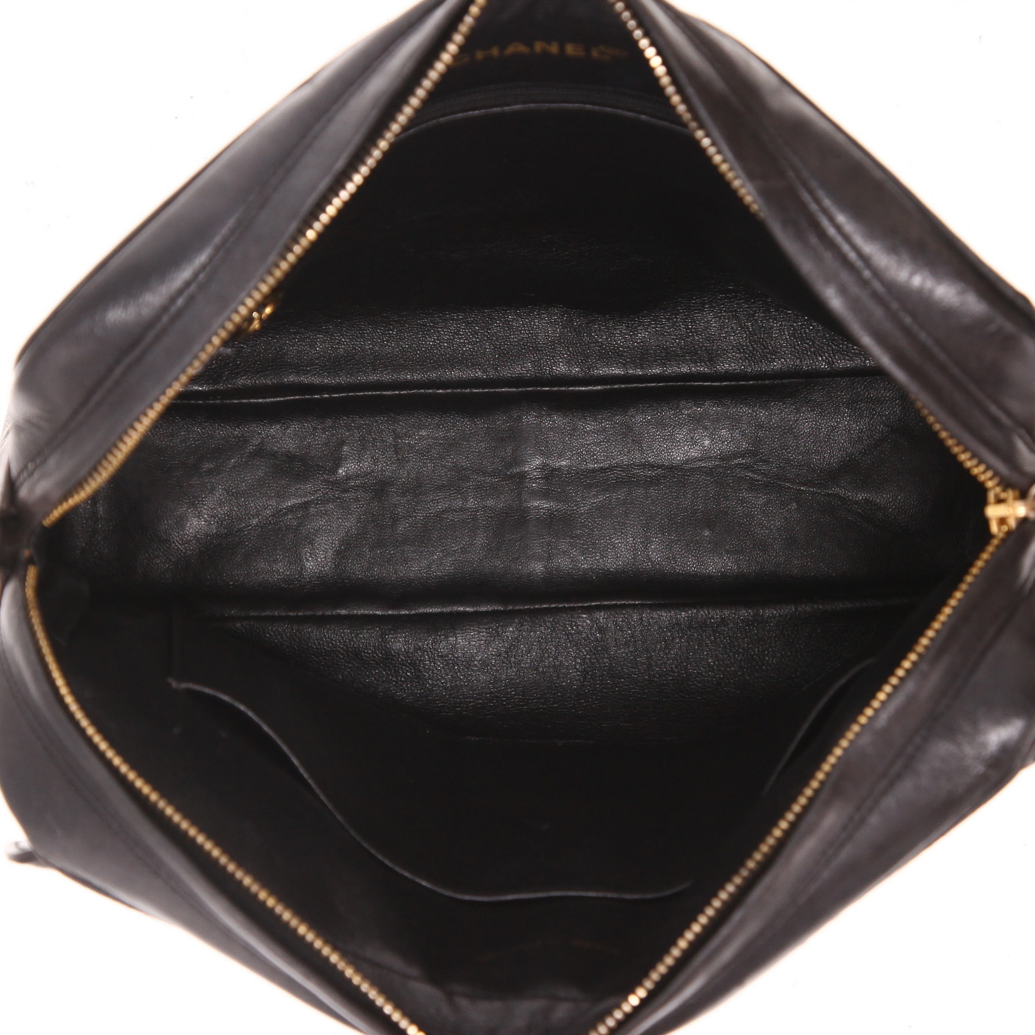 Sac bandoulière Chanel  Vintage en cuir matelassé noir - Detail D3