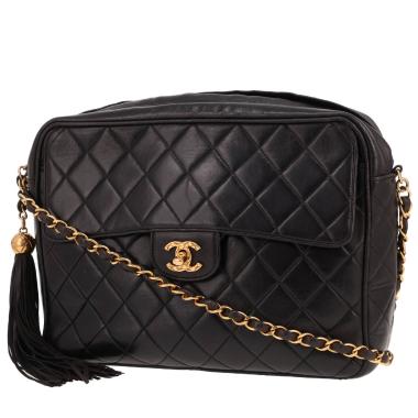 Bolso bandolera Chanel  Vintage en cuero acolchado negro