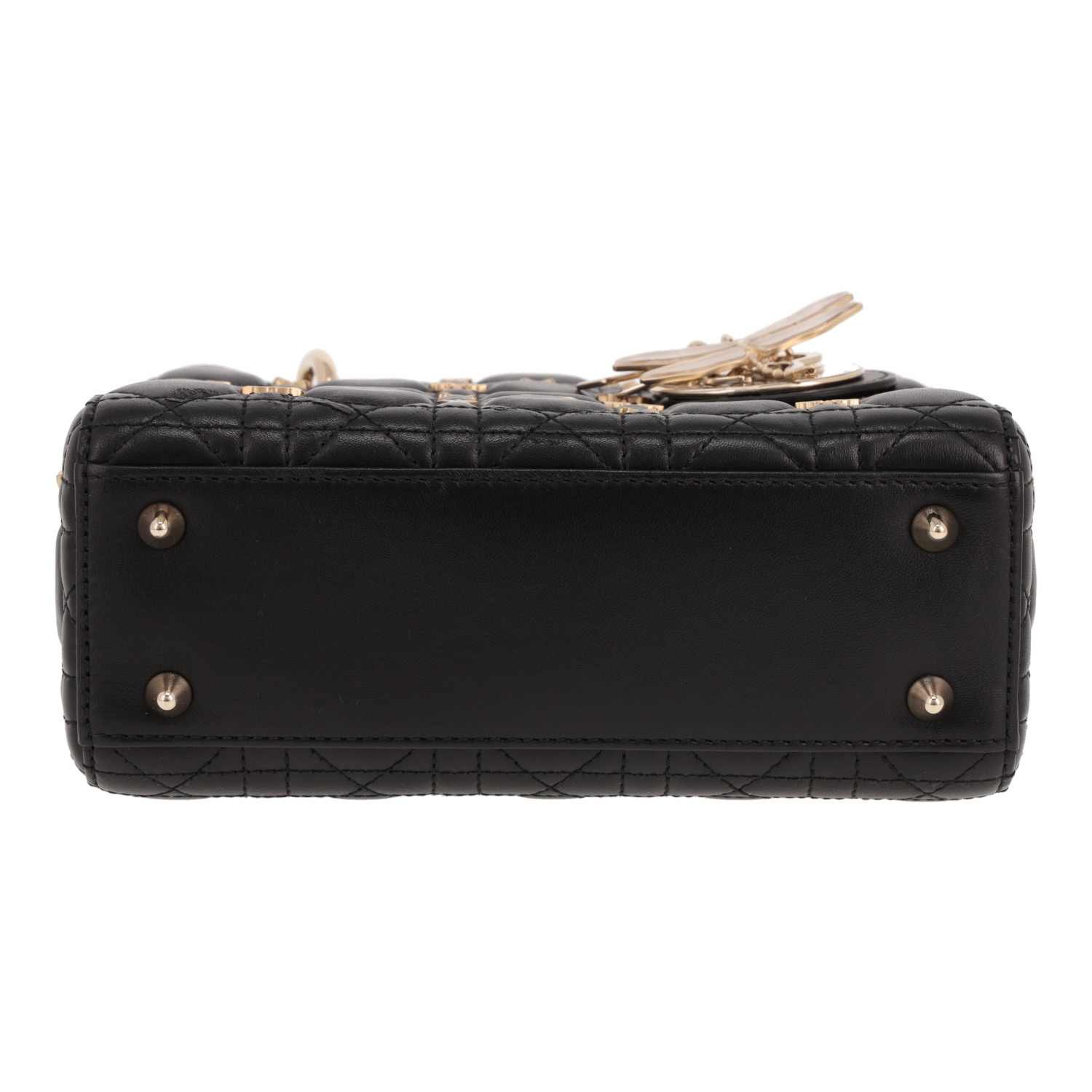 Sac à main Dior  Lady Dior petit modèle édition limitée  en cuir cannage noir - Detail D1