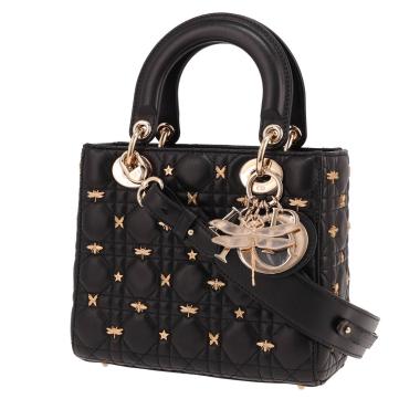 Borsa Dior  Lady Dior modello piccolo  in pelle cannage nera