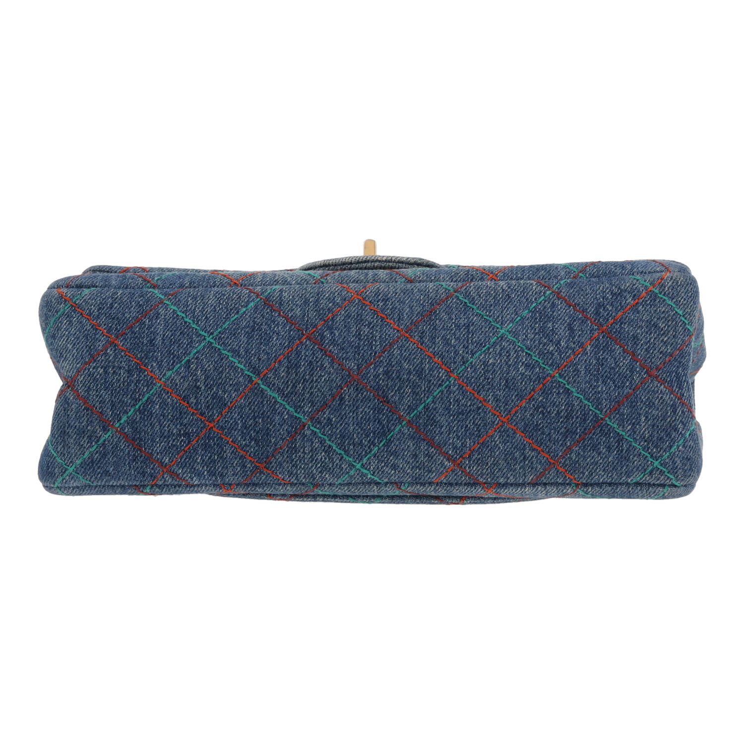 Chanel  2.55 medium model  shoulder bag  in blue denim canvas - Detail D1