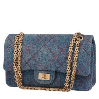 Borsa a tracolla Chanel  2.55 modello piccolo  in tela denim blu