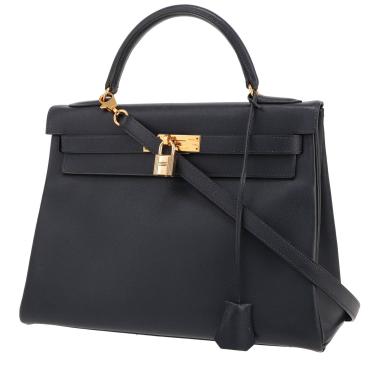 Sac à main Hermès  Kelly 32 cm en cuir Courchevel bleu indigo