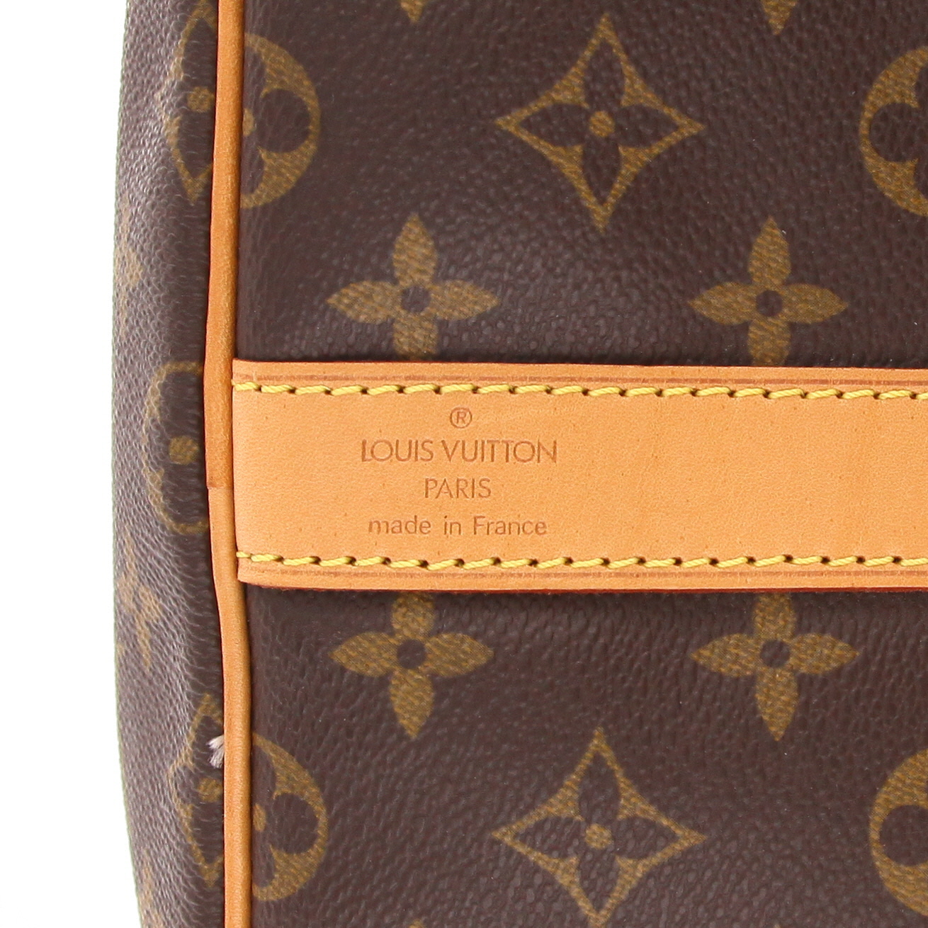 Borsa da viaggio Louis Vuitton Keepall 55 in tela Monogram marrone e pelle naturale - Detail D2